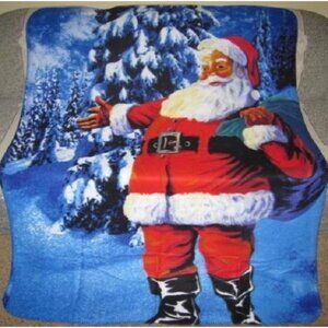 New Santa Claus SOFT Fleece Throw Blanket Christmas Holiday Decor Gift St. Nick
